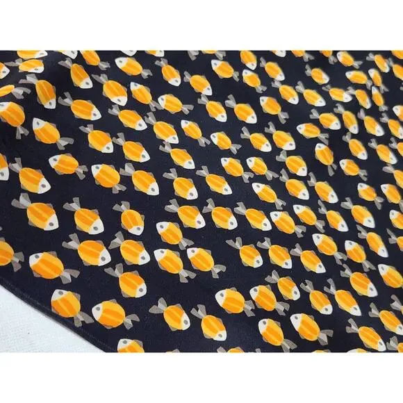 Brioni Men’s 100% Silk Dress Button Up Black Fish Theme Shirt Italy L